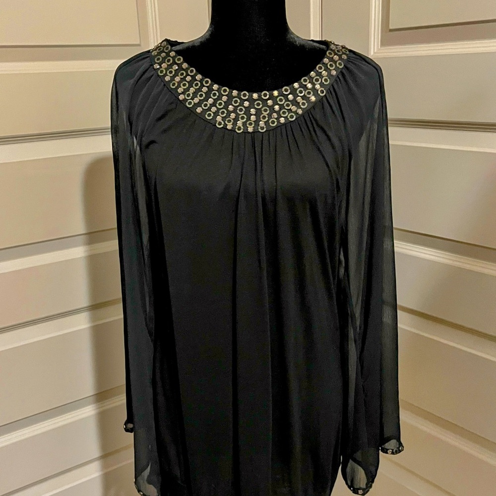 Elegant Willi Smith Black Beaded Women's Top